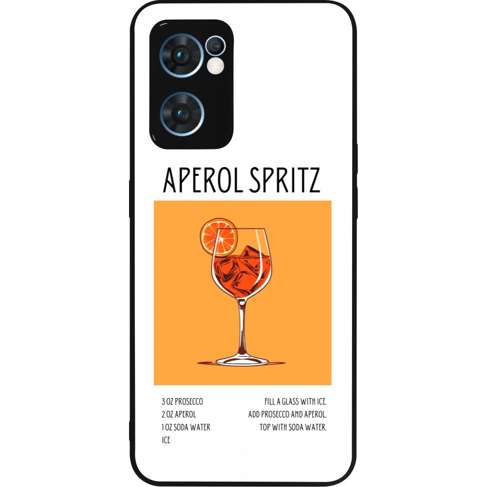 Coque OPPO Reno7 5G - Silicone rigide noir Cocktail recette Aperol Spritz