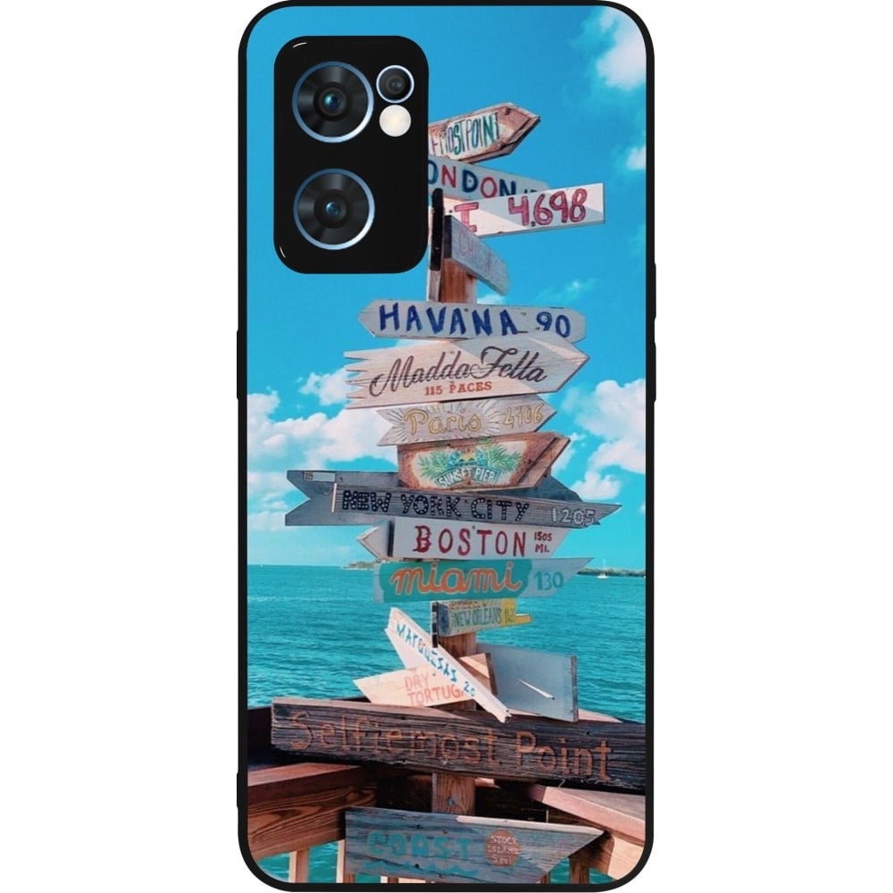 Coque OPPO Reno7 5G - Silicone rigide noir Cool Cities Directions