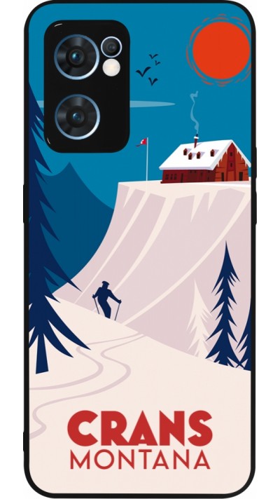 Coque OPPO Reno7 5G - Silicone rigide noir Crans-Montana Cabane