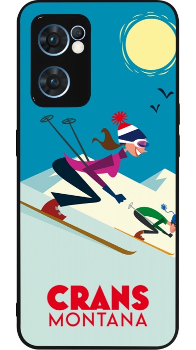 Coque OPPO Reno7 5G - Silicone rigide noir Crans-Montana Ski Downhill