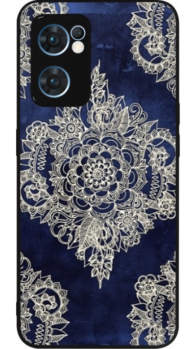 Coque OPPO Reno7 5G - Silicone rigide noir Cream Flower Moroccan