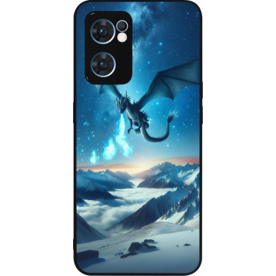 Coque OPPO Reno7 5G - Silicone rigide noir Dragon nocturne montagne