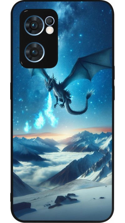 Coque OPPO Reno7 5G - Silicone rigide noir Dragon nocturne montagne