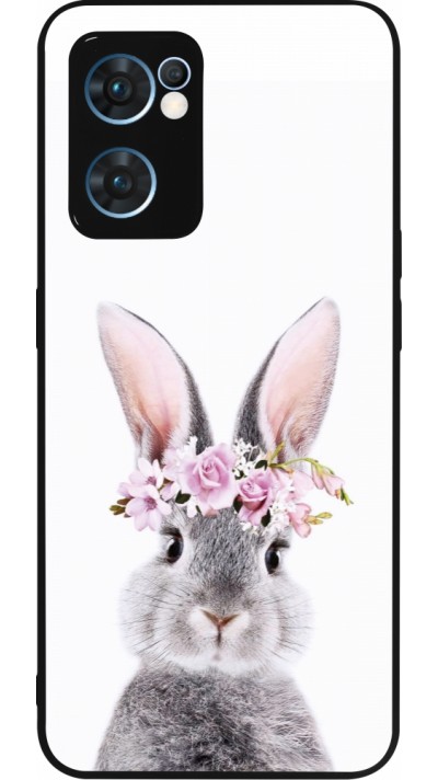 Coque OPPO Reno7 5G - Silicone rigide noir Easter 2023 flower bunny