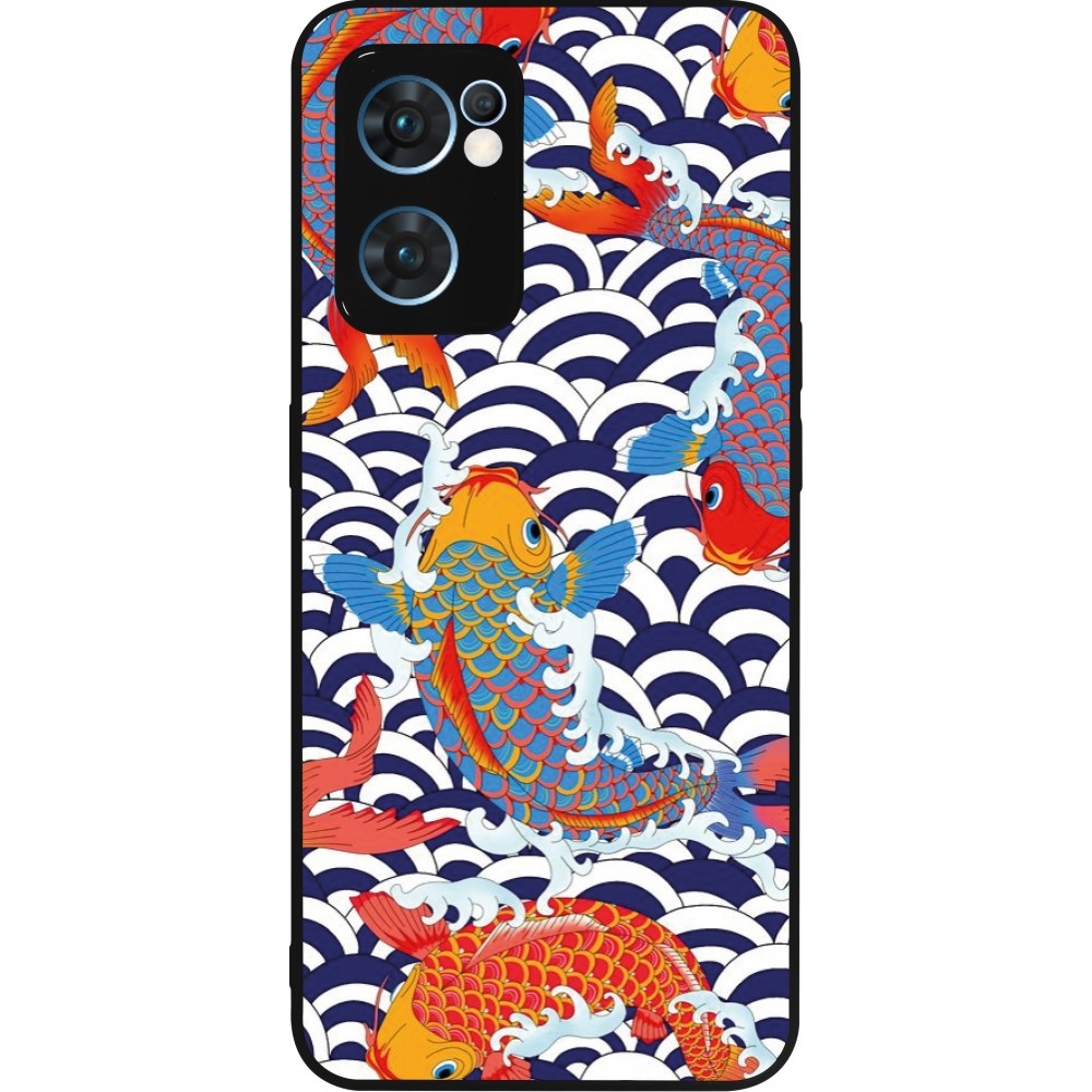 Coque OPPO Reno7 5G - Silicone rigide noir Easter 2023 japanese fish