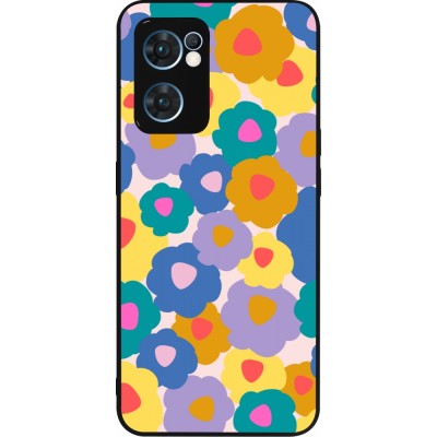 Coque OPPO Reno7 5G - Silicone rigide noir Easter 2024 flower power