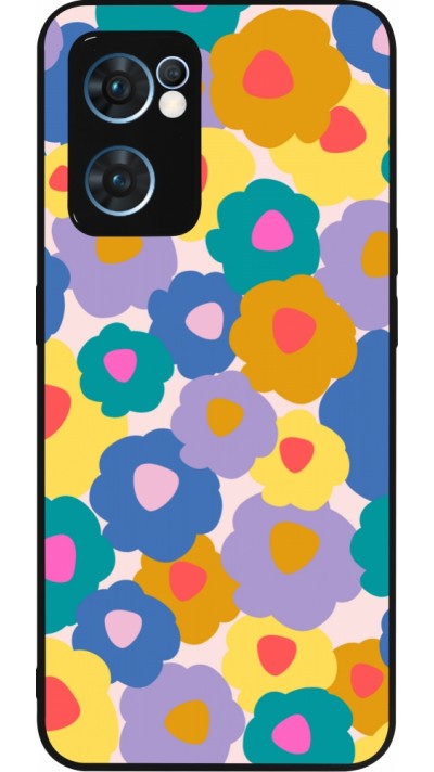 Coque OPPO Reno7 5G - Silicone rigide noir Easter 2024 flower power