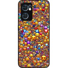 Coque OPPO Reno7 5G - Silicone rigide noir Emoji mixed