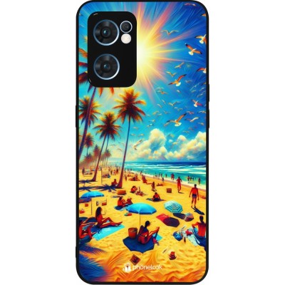 Coque OPPO Reno7 5G - Silicone rigide noir Été Paradis Paint