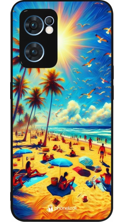 Coque OPPO Reno7 5G - Silicone rigide noir Été Paradis Paint