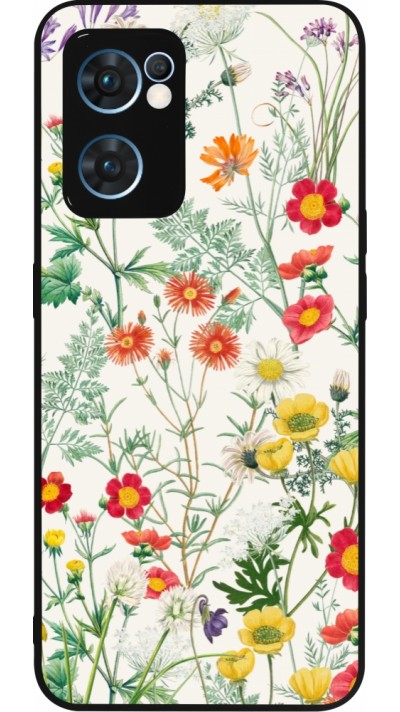 Coque OPPO Reno7 5G - Silicone rigide noir Flora Botanical Wildlife