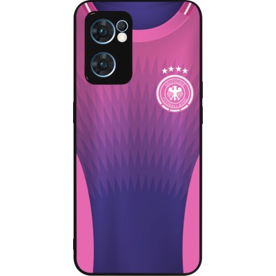 Coque OPPO Reno7 5G - Silicone rigide noir Maillot de football Allemagne Extérieur personnalisable