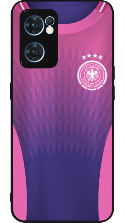 Coque OPPO Reno7 5G - Silicone rigide noir Maillot de football Allemagne Extérieur personnalisable