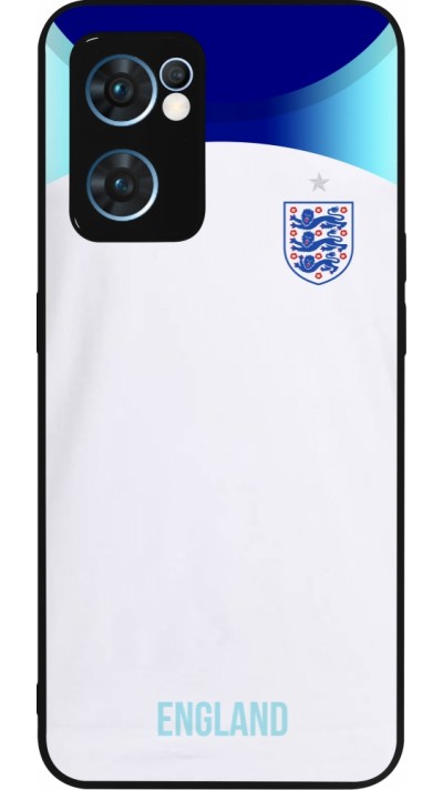 Coque OPPO Reno7 5G - Silicone rigide noir Maillot de football Angleterre 2022 personnalisable