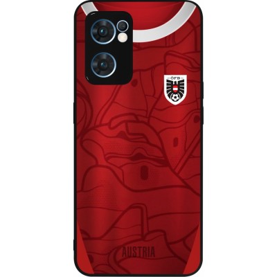 Coque OPPO Reno7 5G - Silicone rigide noir Maillot de football Autriche personnalisable