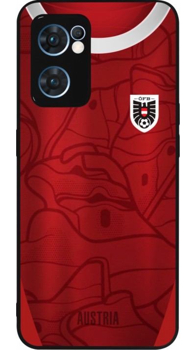 Coque OPPO Reno7 5G - Silicone rigide noir Maillot de football Autriche personnalisable