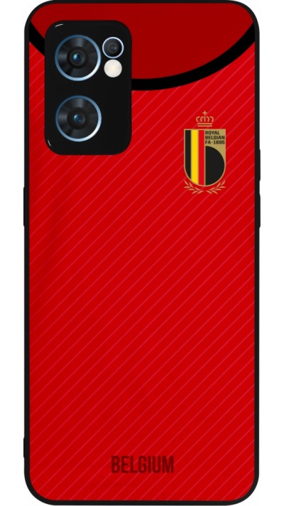 Coque OPPO Reno7 5G - Silicone rigide noir Maillot de football Belgique 2022 personnalisable