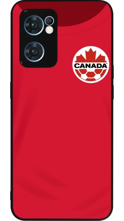 Coque OPPO Reno7 5G - Silicone rigide noir Maillot de football Canada 2022 personnalisable