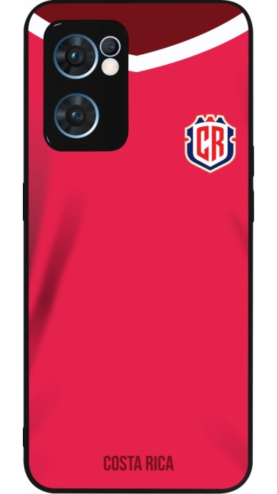 Coque OPPO Reno7 5G - Silicone rigide noir Maillot de football Costa Rica 2022 personnalisable