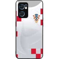 Coque OPPO Reno7 5G - Silicone rigide noir Maillot de football Croatie 2022 personnalisable