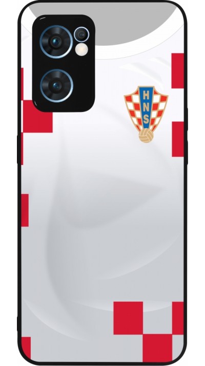 Coque OPPO Reno7 5G - Silicone rigide noir Maillot de football Croatie 2022 personnalisable