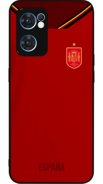 Coque OPPO Reno7 5G - Silicone rigide noir Maillot de football Espagne 2022 personnalisable