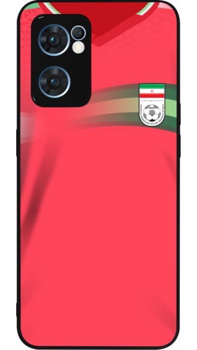 Coque OPPO Reno7 5G - Silicone rigide noir Maillot de football Iran 2022 personnalisable