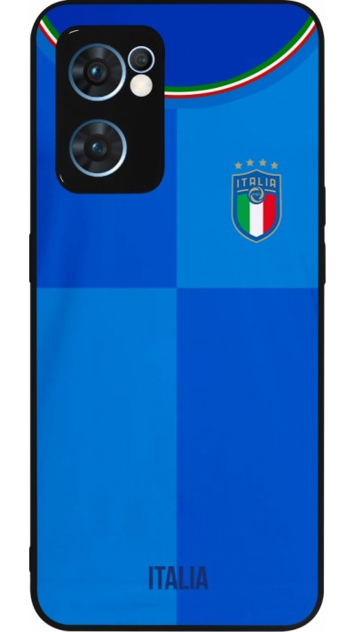 Coque OPPO Reno7 5G - Silicone rigide noir Maillot de football Italie 2022 personnalisable