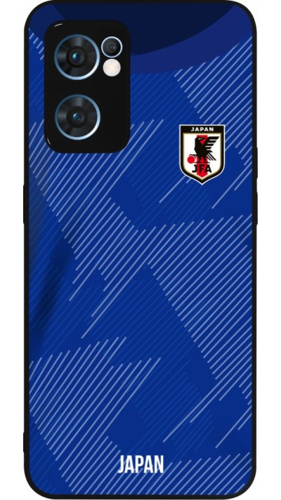 Coque OPPO Reno7 5G - Silicone rigide noir Maillot de football Japon 2022 personnalisable