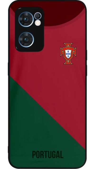 Coque OPPO Reno7 5G - Silicone rigide noir Maillot de football Portugal 2022