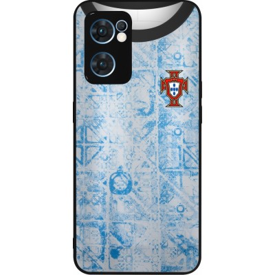 Coque OPPO Reno7 5G - Silicone rigide noir Maillot de football Portugal Extérieur personnalisable