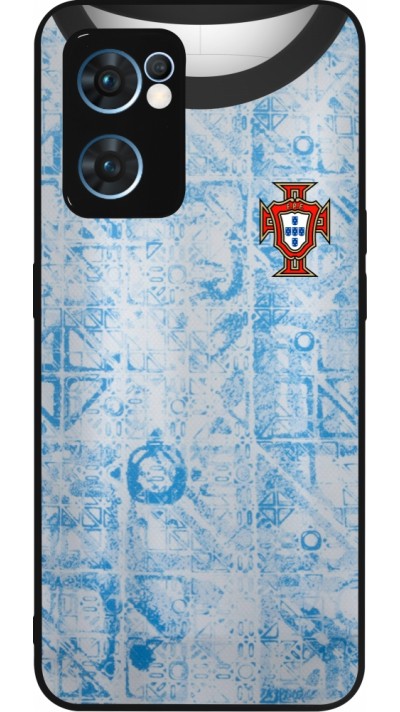 Coque OPPO Reno7 5G - Silicone rigide noir Maillot de football Portugal Extérieur personnalisable