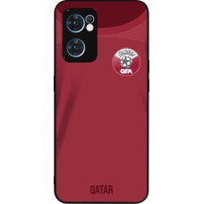 Coque OPPO Reno7 5G - Silicone rigide noir Maillot de football Qatar 2022 personnalisable