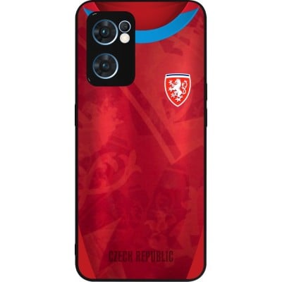 Coque OPPO Reno7 5G - Silicone rigide noir Maillot de football République Tchèque personnalisable