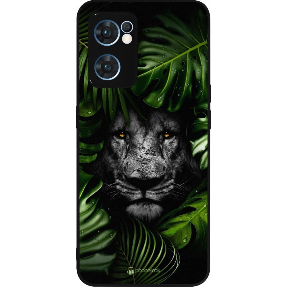 Coque OPPO Reno7 5G - Silicone rigide noir Forest Lion