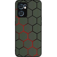 Coque OPPO Reno7 5G - Silicone rigide noir Geometric Line red