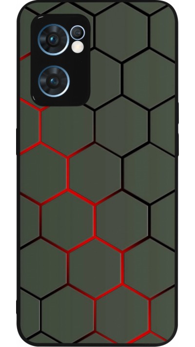 Coque OPPO Reno7 5G - Silicone rigide noir Geometric Line red