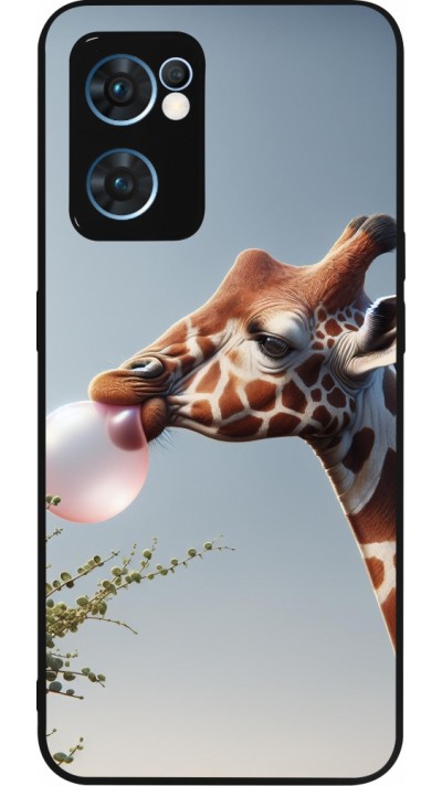 Coque OPPO Reno7 5G - Silicone rigide noir Girafe à bulle