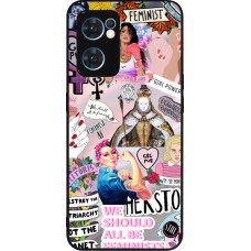 Coque OPPO Reno7 5G - Silicone rigide noir Girl Power Collage