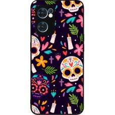 Coque OPPO Reno7 5G - Silicone rigide noir Halloween 2023 mexican style