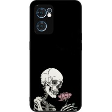 Coque OPPO Reno7 5G - Silicone rigide noir Halloween 2023 rose and skeleton