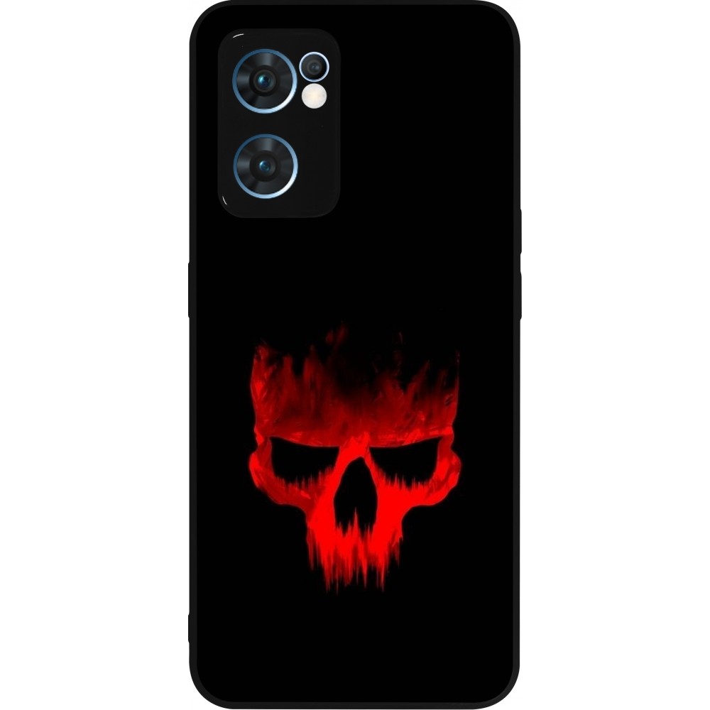 Coque OPPO Reno7 5G - Silicone rigide noir Halloween 2023 scary skull