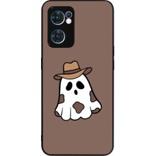 Coque OPPO Reno7 5G - Silicone rigide noir Halloween 2024 cowboy ghost