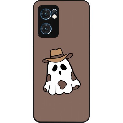 Coque OPPO Reno7 5G - Silicone rigide noir Halloween 2024 cowboy ghost