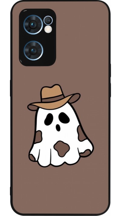 Coque OPPO Reno7 5G - Silicone rigide noir Halloween 2024 cowboy ghost