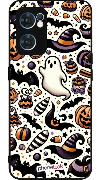 Coque OPPO Reno7 5G - Silicone rigide noir Halloween 2024 Cute Pattern