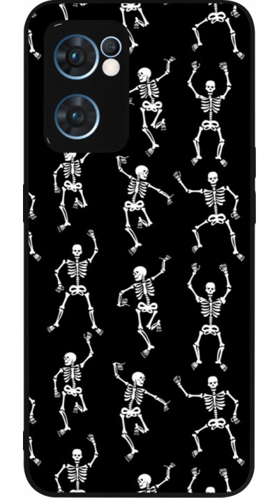 Coque OPPO Reno7 5G - Silicone rigide noir Halloween 2024 dancing skeleton