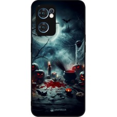 Coque OPPO Reno7 5G - Silicone rigide noir Halloween 2024 Dark Moon