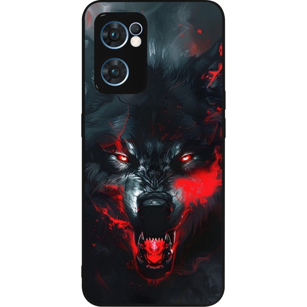 Coque OPPO Reno7 5G - Silicone rigide noir Halloween 2024 mad werewolf