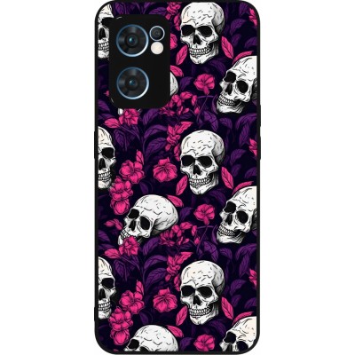 Coque OPPO Reno7 5G - Silicone rigide noir Halloween 2024 romantic skulls